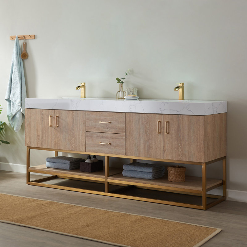 Wade Logan® Annice 72'' Double Bathroom Vanity with Cultured Marble Top